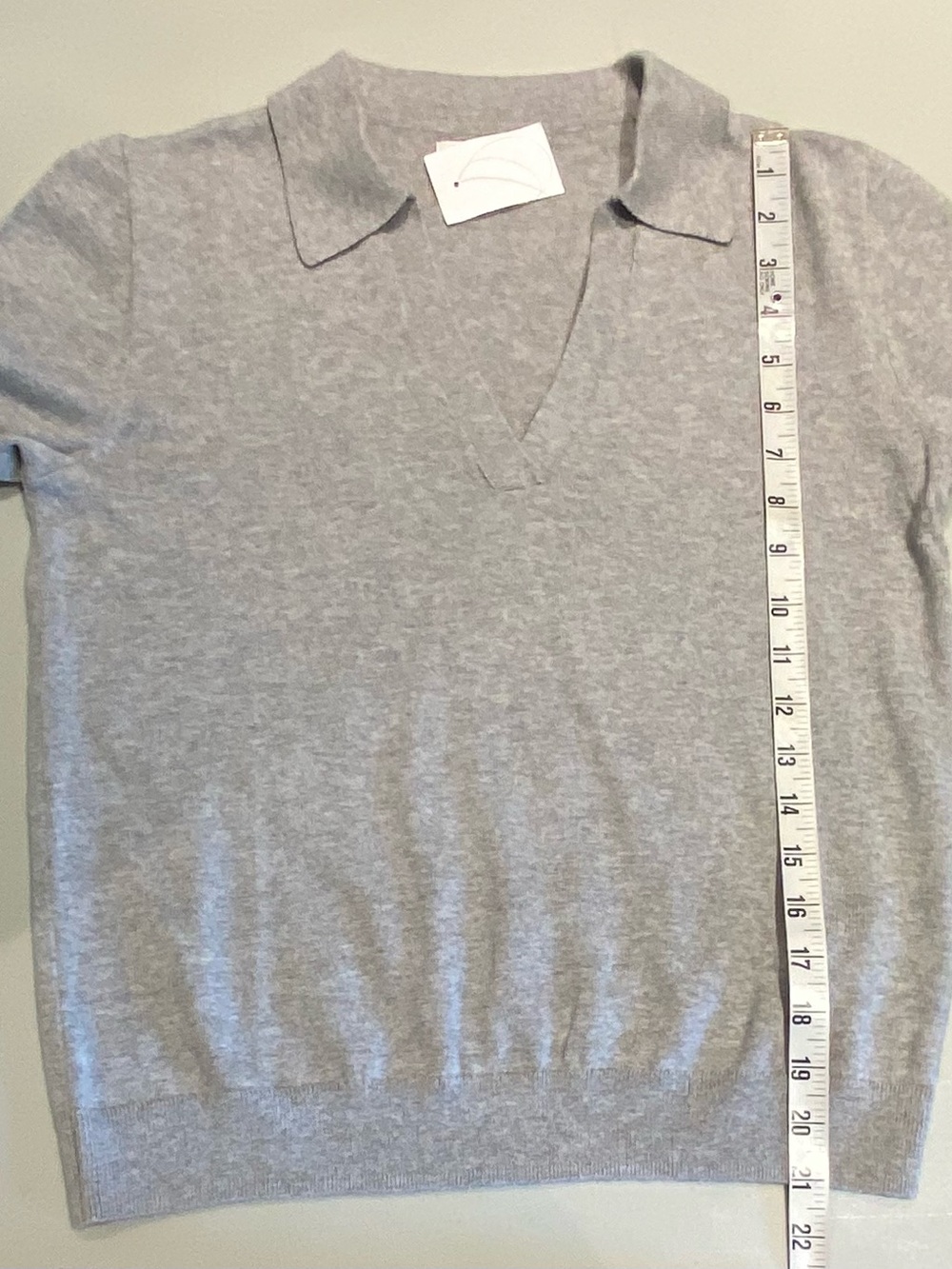 J. Crew Light Gray Cashmere-Blend Short-Sleeve Sweater Polo, size XS, NWT - Picture 5 of 8